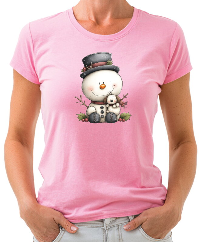 Vianočné tričko - Snehuliak s klobúkom