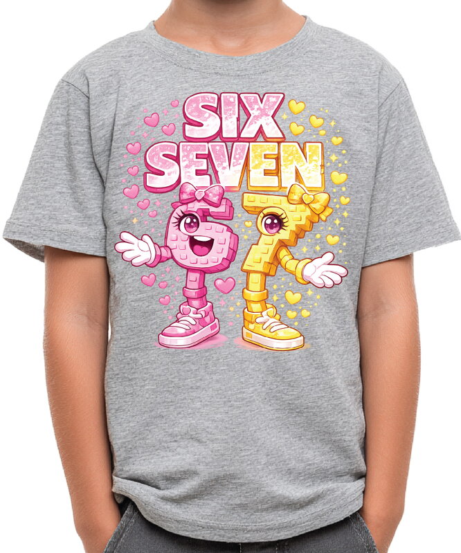 Tričko - Ružové Steal a Brainrot - Six Seven 67