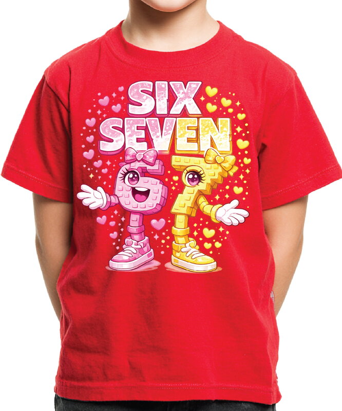 Tričko - Ružové Steal a Brainrot - Six Seven 67