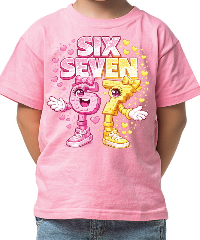 Tričko - Ružové Steal a Brainrot - Six Seven 67