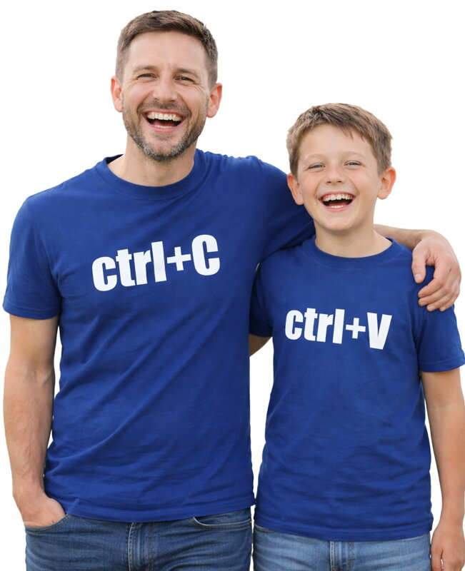 Rodinný pár tričiek - ctrl+C a ctrl+V  (cena za pár)