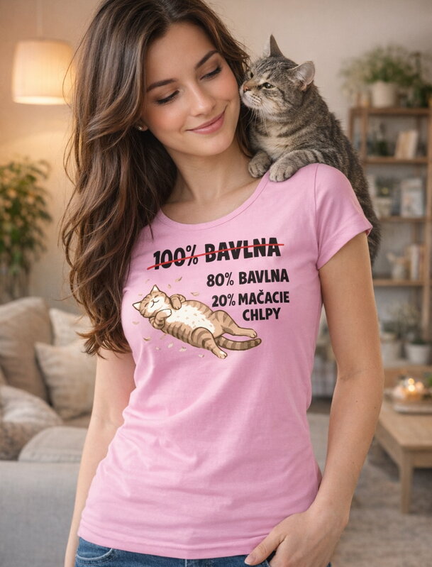 Tričko pre milovníkov mačiek - 80% bavlna 20%mačacie chlpy
