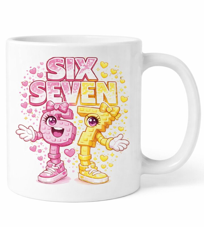 Hrnček - Ružový Steal a Brainrot - Six Seven 67