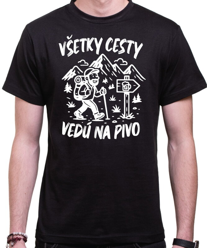 Turistické, pivné tričko - Vśetky cesty vedú na Pivo Turistické, pivné tričko - Vśetky cesty vedú na Pivo