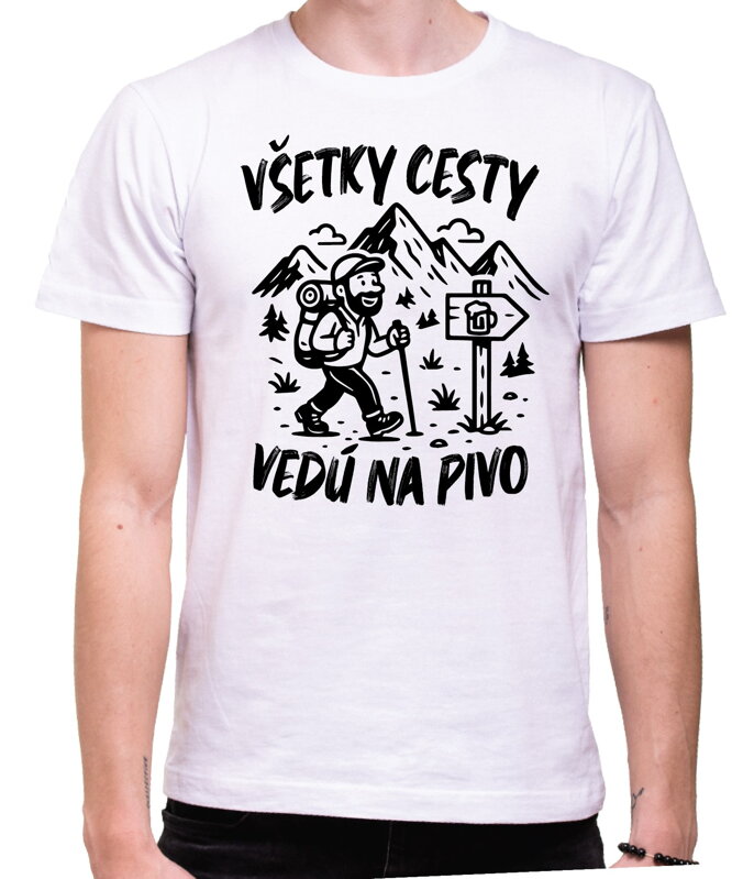 Turistické, pivné tričko - Vśetky cesty vedú na Pivo Turistické, pivné tričko - Vśetky cesty vedú na Pivo