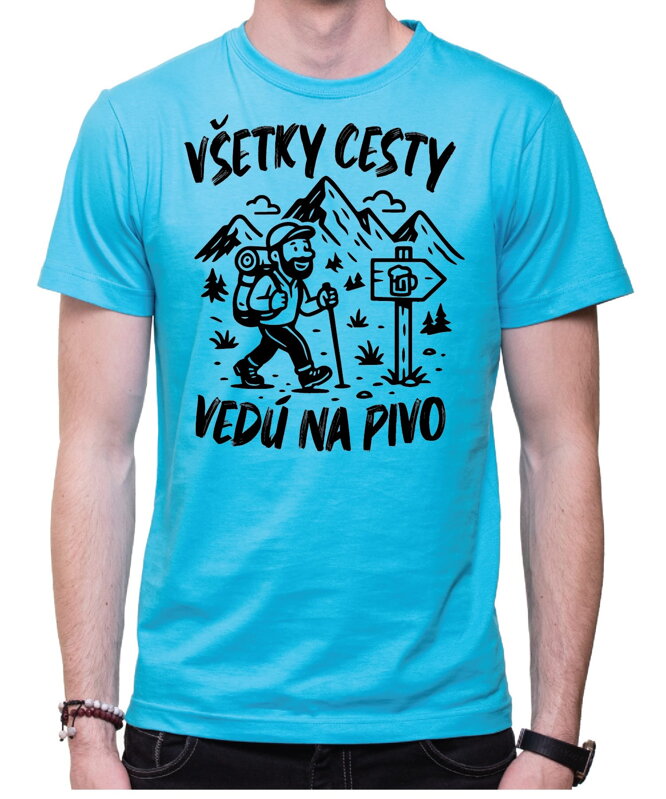 Turistické, pivné tričko - Vśetky cesty vedú na Pivo Turistické, pivné tričko - Vśetky cesty vedú na Pivo