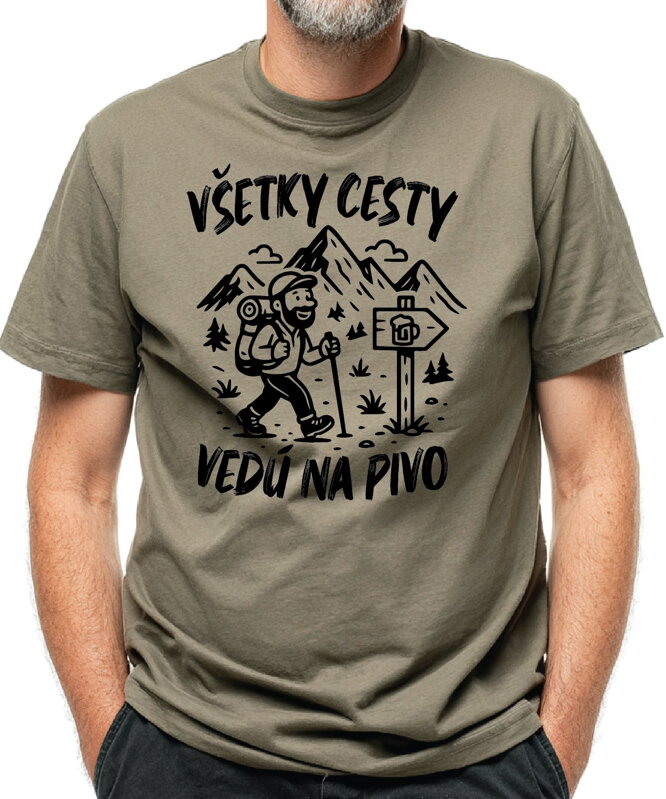 Turistické, pivné tričko - Vśetky cesty vedú na Pivo Turistické, pivné tričko - Vśetky cesty vedú na Pivo