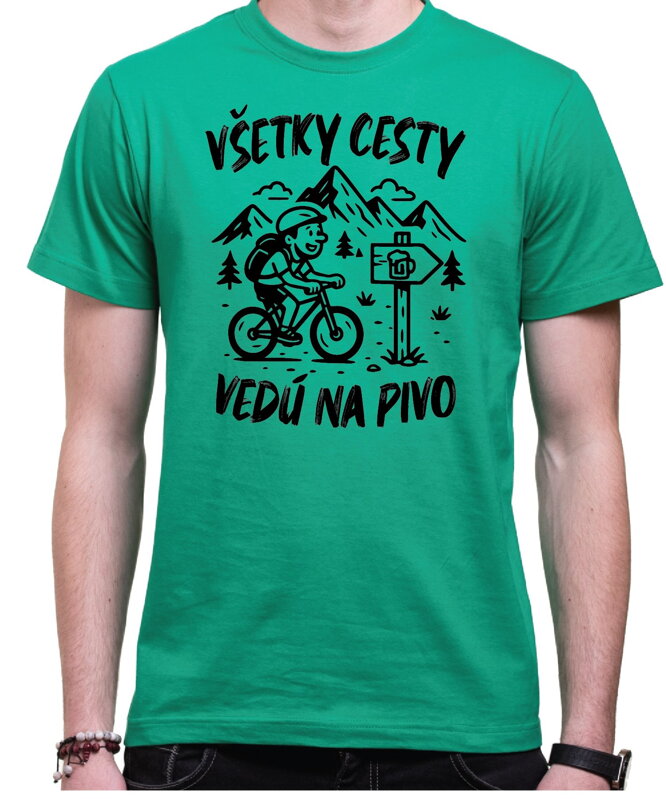 Cyklo pivné tričko - Všetky cesty vedú na Pivo Cyklo pivné tričko - Všetky cesty vedú na Pivo
