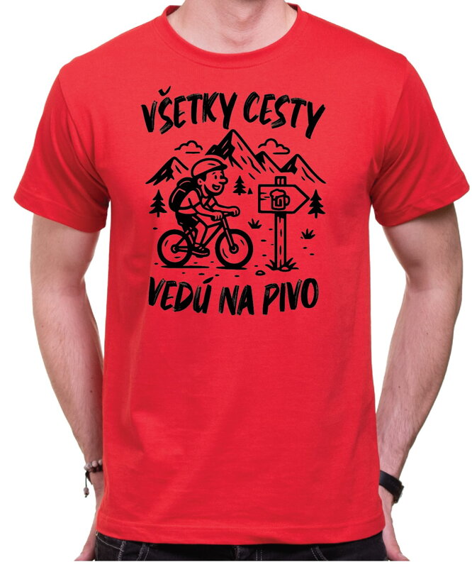 Cyklo pivné tričko - Všetky cesty vedú na Pivo