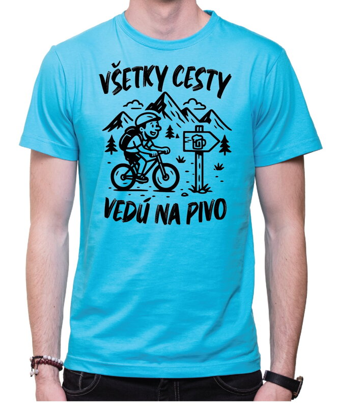 Cyklo pivné tričko - Všetky cesty vedú na Pivo Cyklo pivné tričko - Všetky cesty vedú na Pivo
