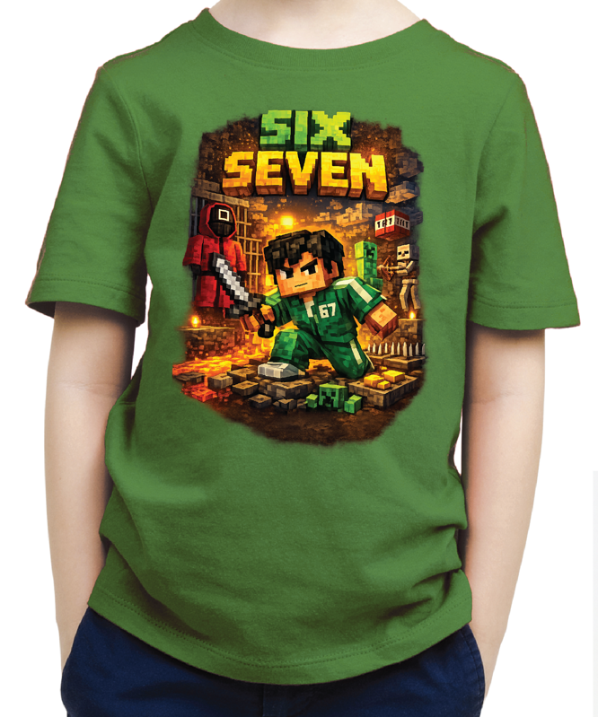 Tričko - 67 (six seven) Minecraft style