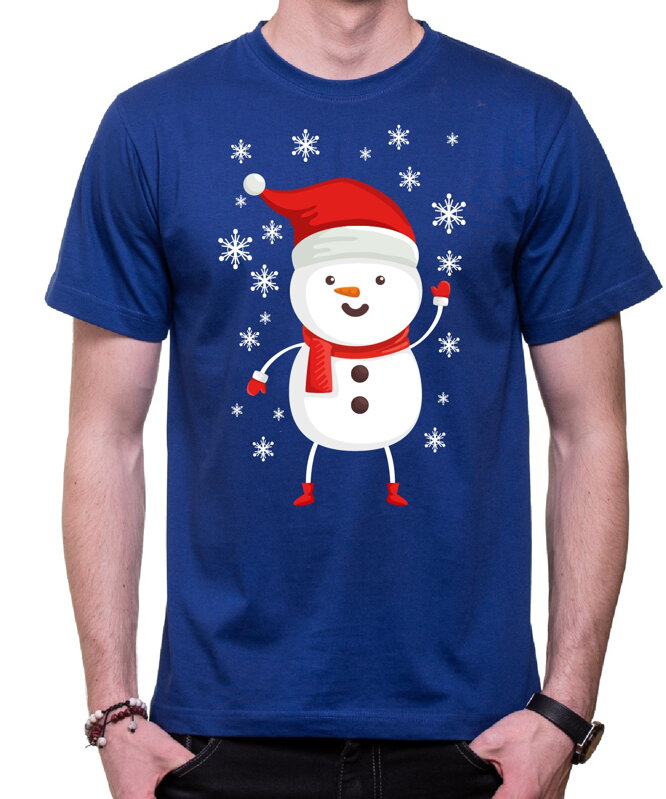 Tričko - Zasnežený vianočný snehuliak