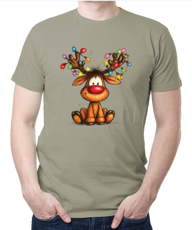 Vianočné tričko - Sobík s vianočnými svetielkami